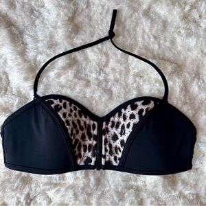 Pink Victoria’s Secret Bikini Top Leopard Zip S